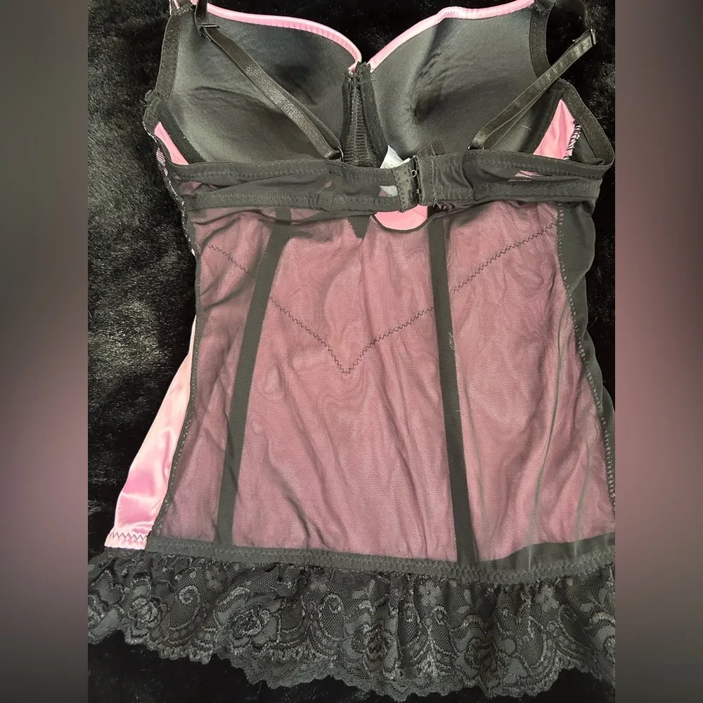 Felina Pink & Black Lace Bustier Corset - Small - Image 7
