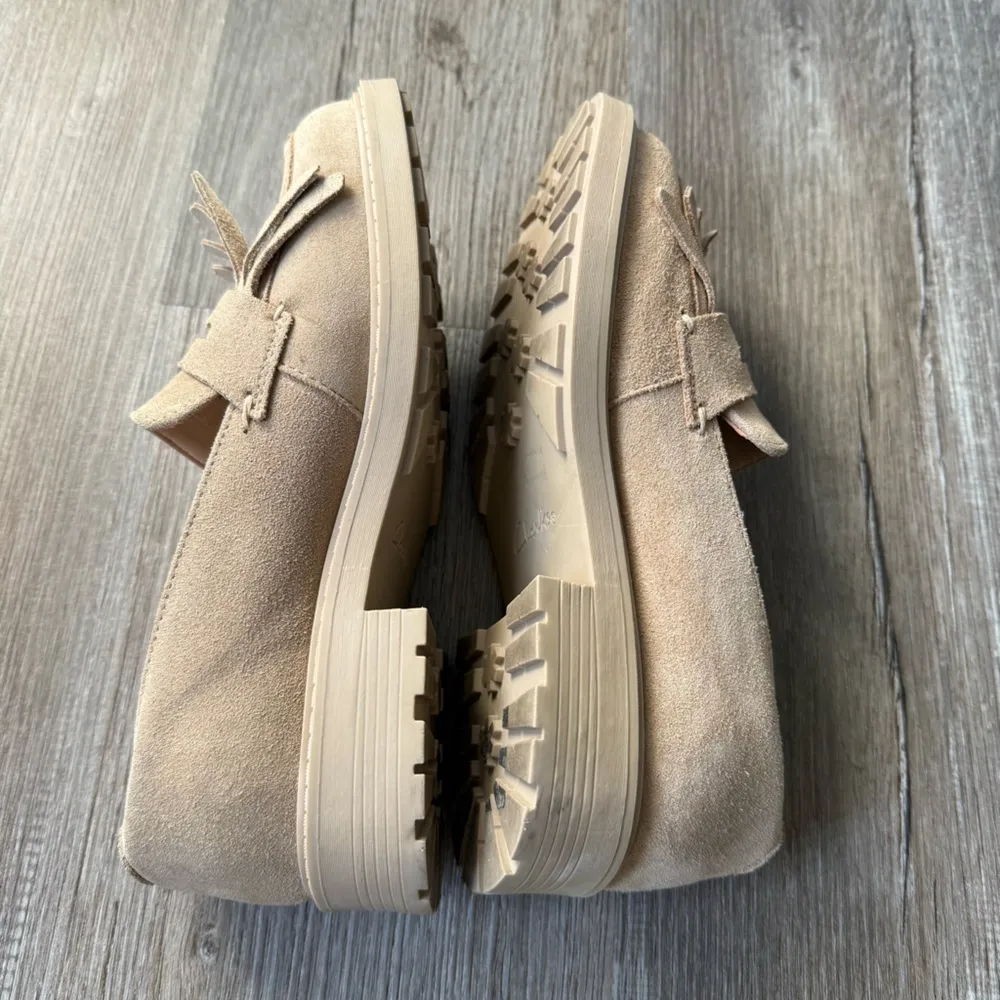 Clark’s Orinoco 2 Suede Loafers Slip On Shoes Beige Sand Fringe Tassels 6.5 37 - Image 10