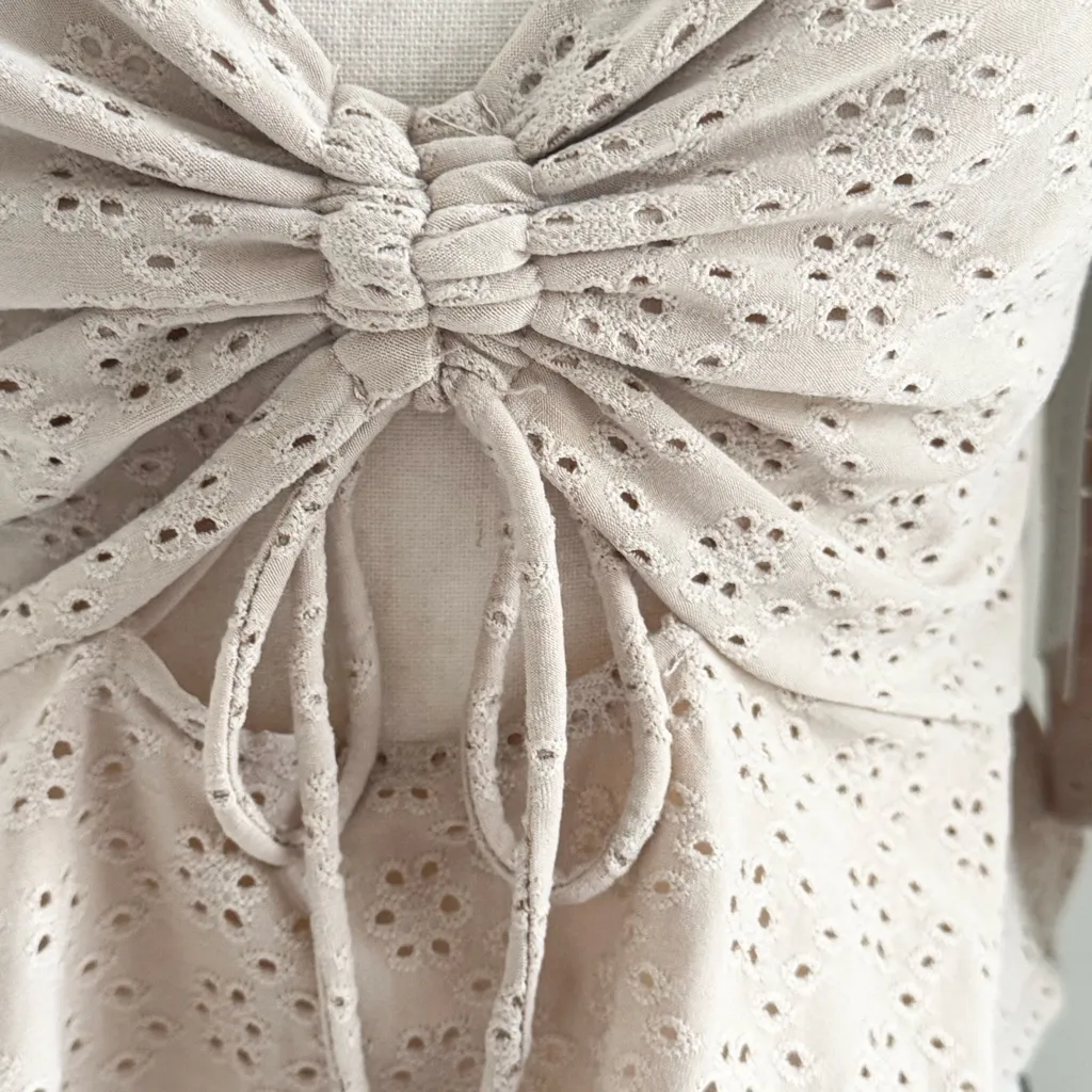 Urban Romantics Babydoll Eyelet Puff Sleeves Top M Ruffle Y2K Cottagecore  NEW - Image 2