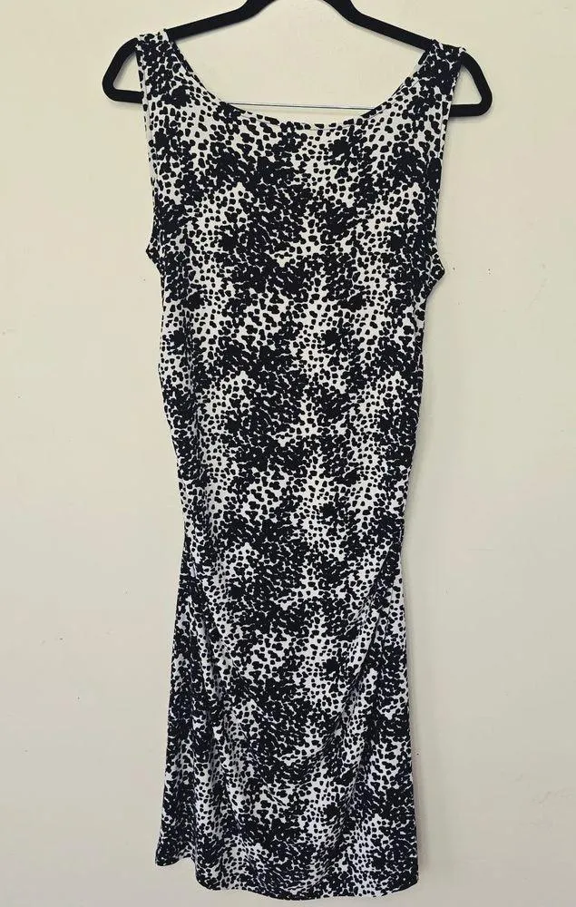 Norma Kamali Animal Print Knee-Length Ruched Black and White Dress Women Size XL - Image 4
