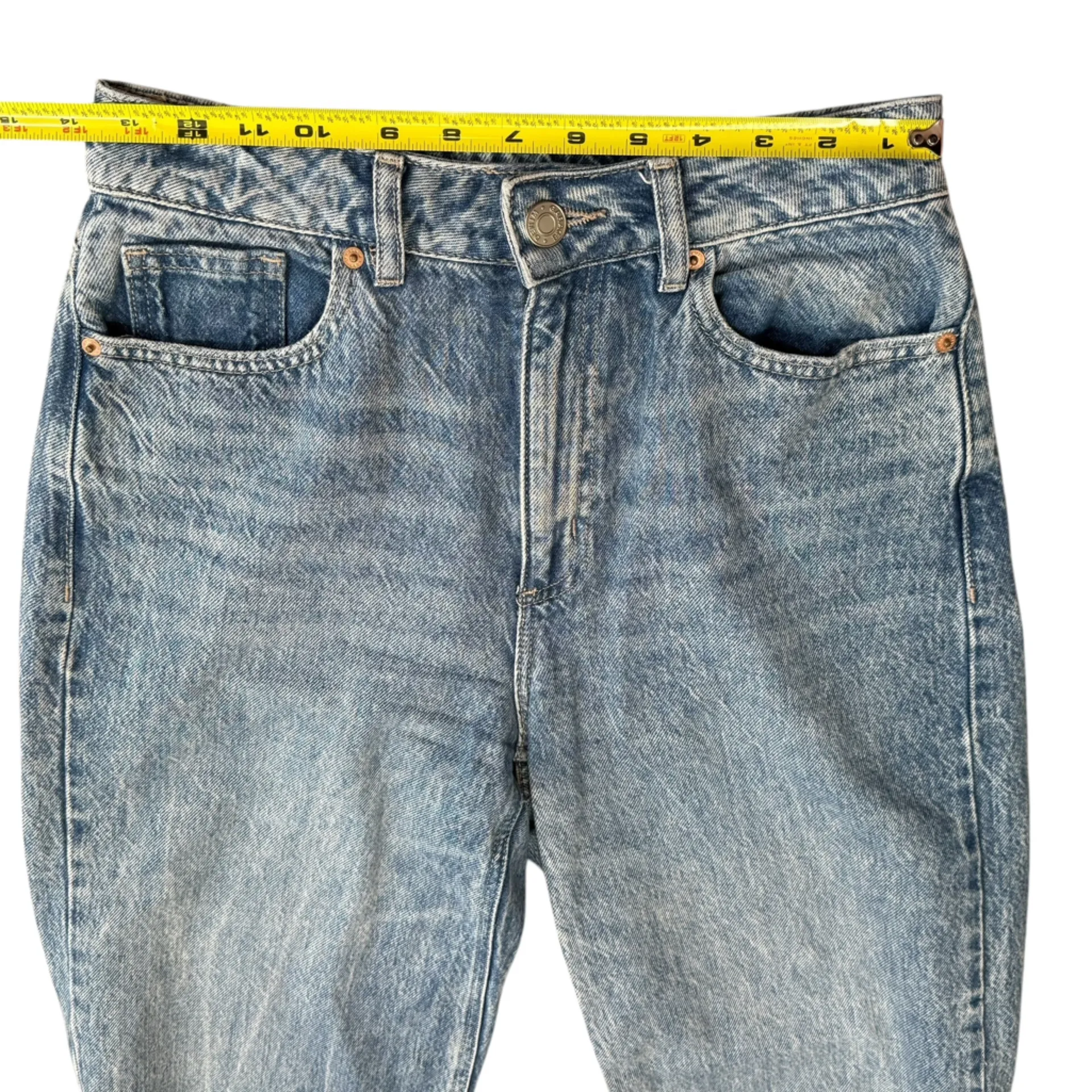 Garage Denim Size 26 Wide Leg Baggy Jeans Blue Acid Wash Raw Hem‎ Streetwear - Image 4