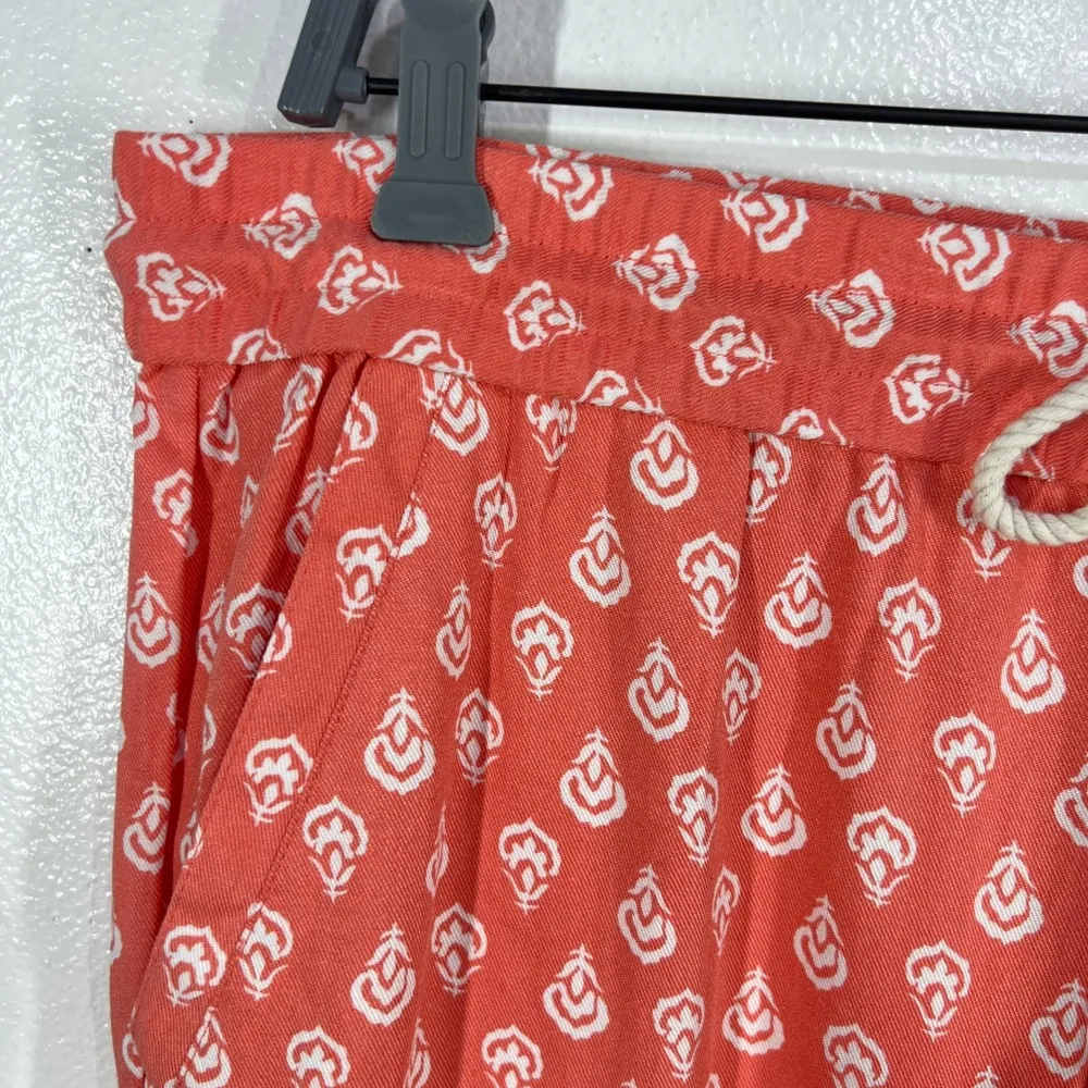 Liz Claiborne Coral Foulard Print Drawstring Crop Pants Lounge Casual Large Boho - Image 11