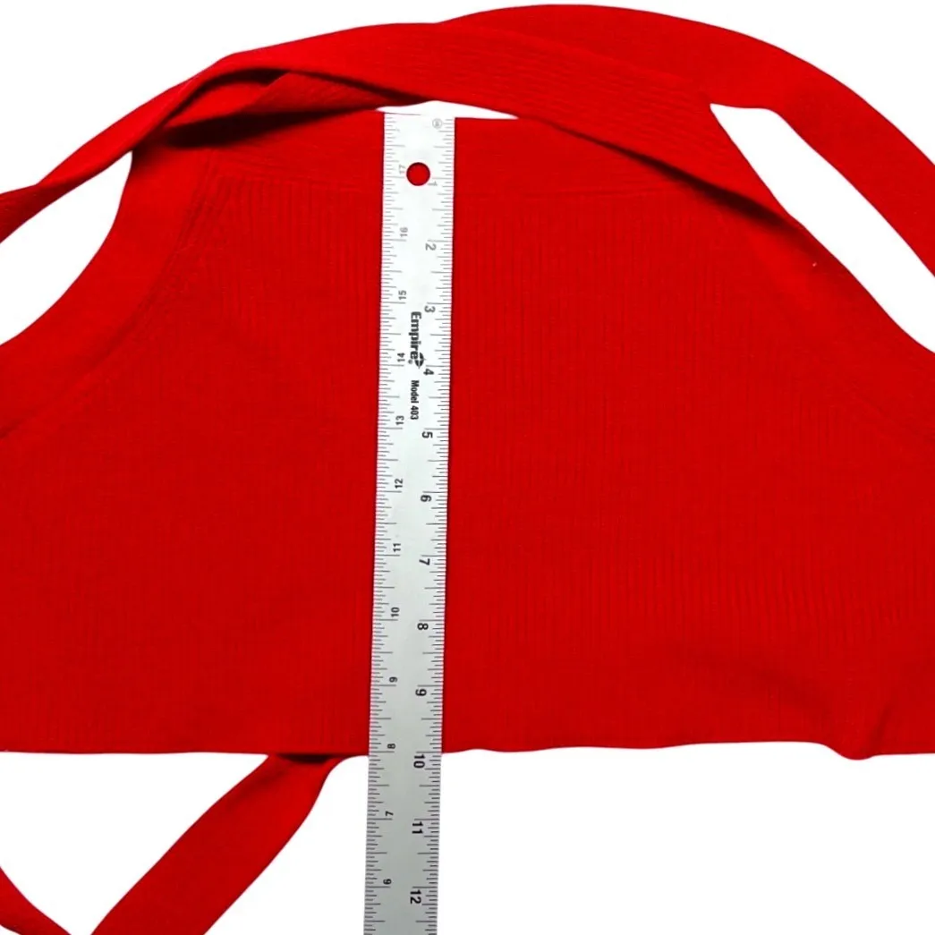 Wilfred Aritzia  Cayenne Cropped Open Back Knit Tank Square Neck Red EUC - Image 13