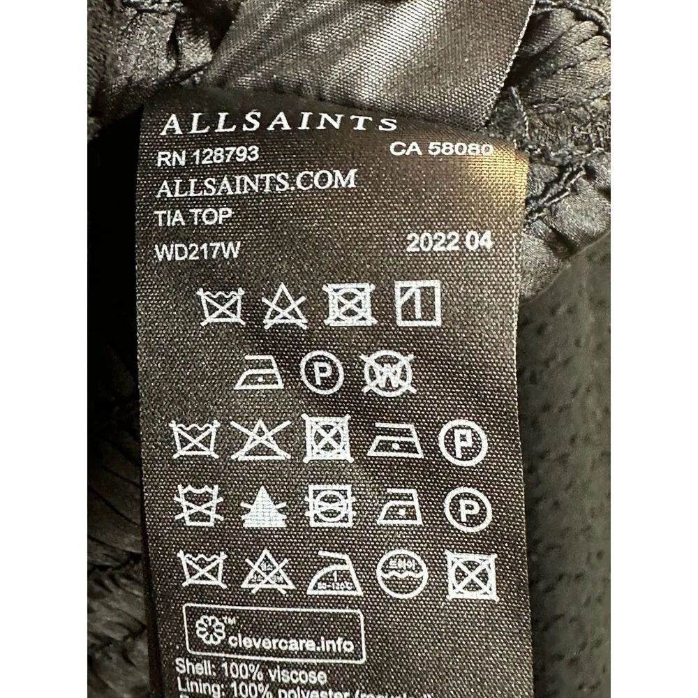 All Saints Women's WD217W Size 4 Black Tia Top Blouse NWT - Image 7