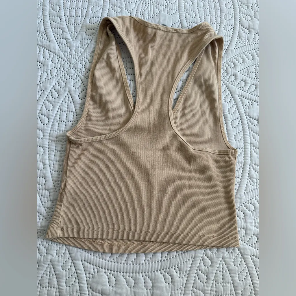 Zara Tan Sleeveless Crop Tank Top - Image 2