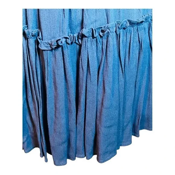 HAILEY & CO. OFF THE SHOULDER TIERED BLUE FLOWY RAYON DRESS WOMEN'S‎ SIZE LARGE - Image 3