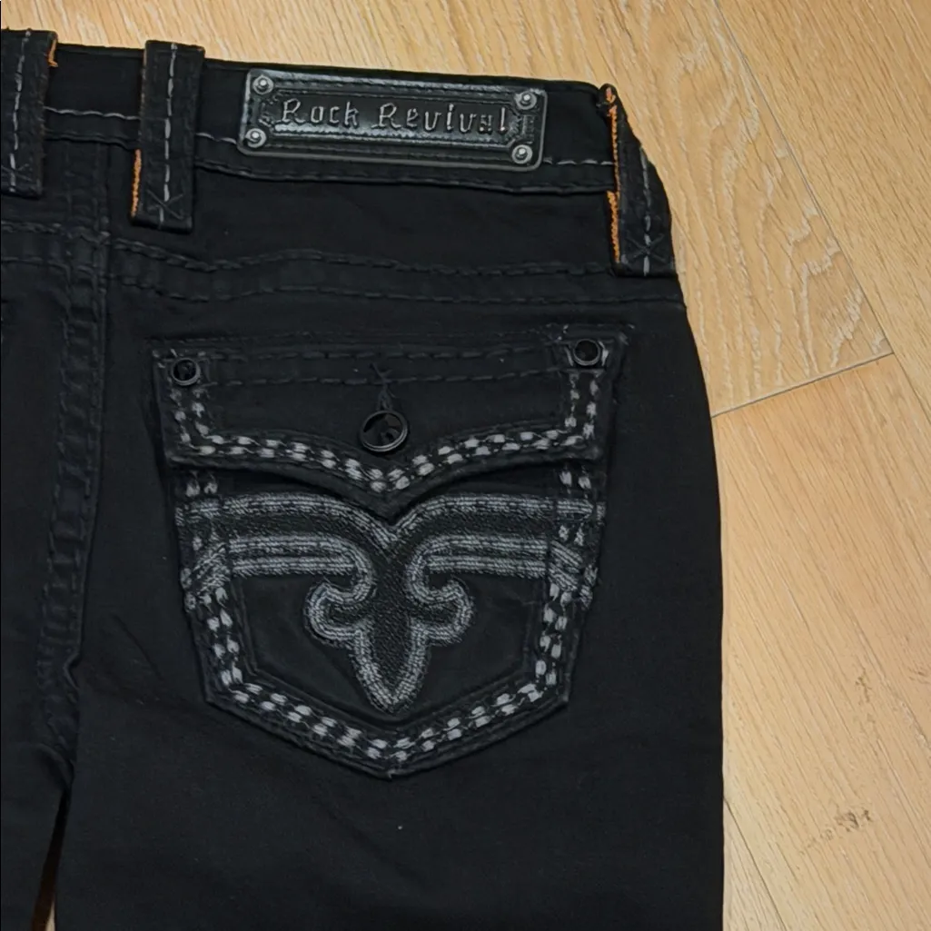 Rock Revival bootcut Black Jeans with Embellished Pockets 26 - Image 4