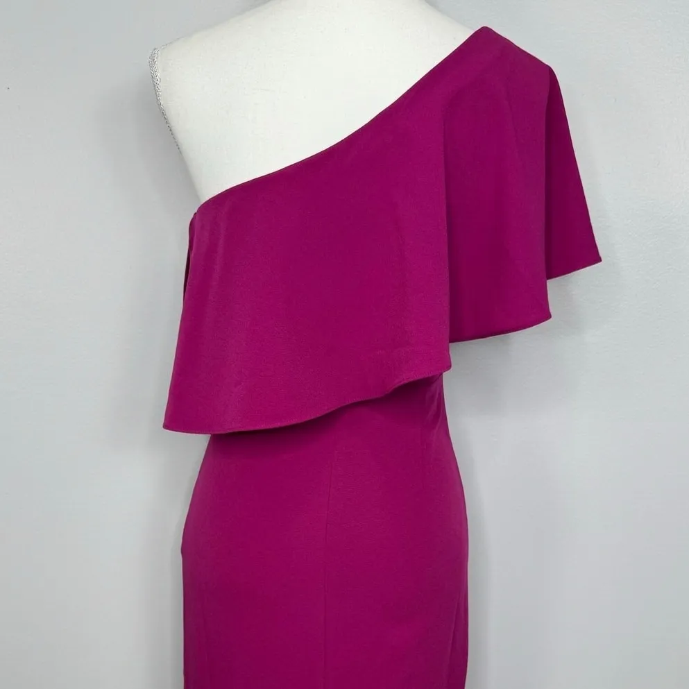 Lovers + Friends Bentley One‎ Shoulder Midi Dress Women XS Hot Pink Cocktail NEW - Image 10