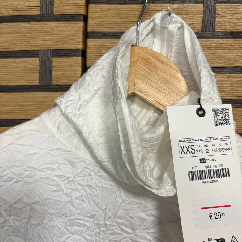Zara White Crinkle Top‎ Size XXS - Image 4
