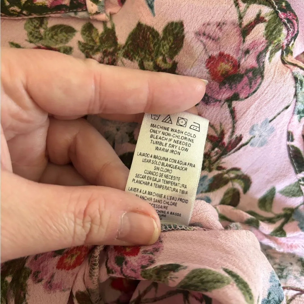 Kut from the Kloth pink floral button down long sleeve top size small - Image 4