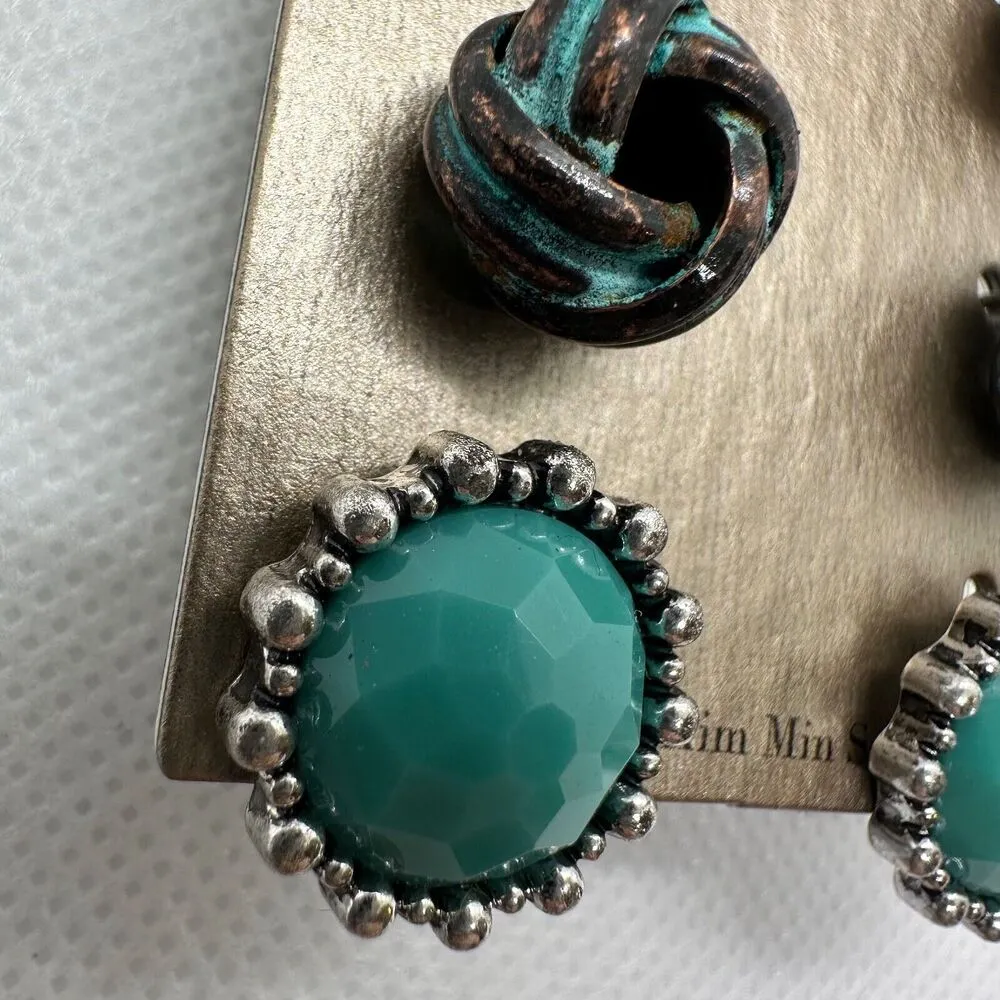Mia Inspirations Lot of 3 - Turquoise Colored Black Western Stud Earrings New - Image 7