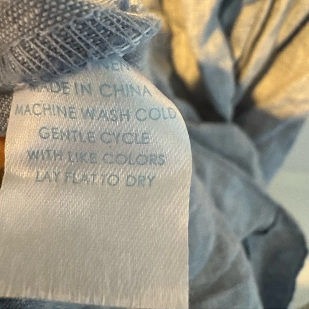 Lake Linen Blue Tiered Mini Ruffle Dress | S - Image 6