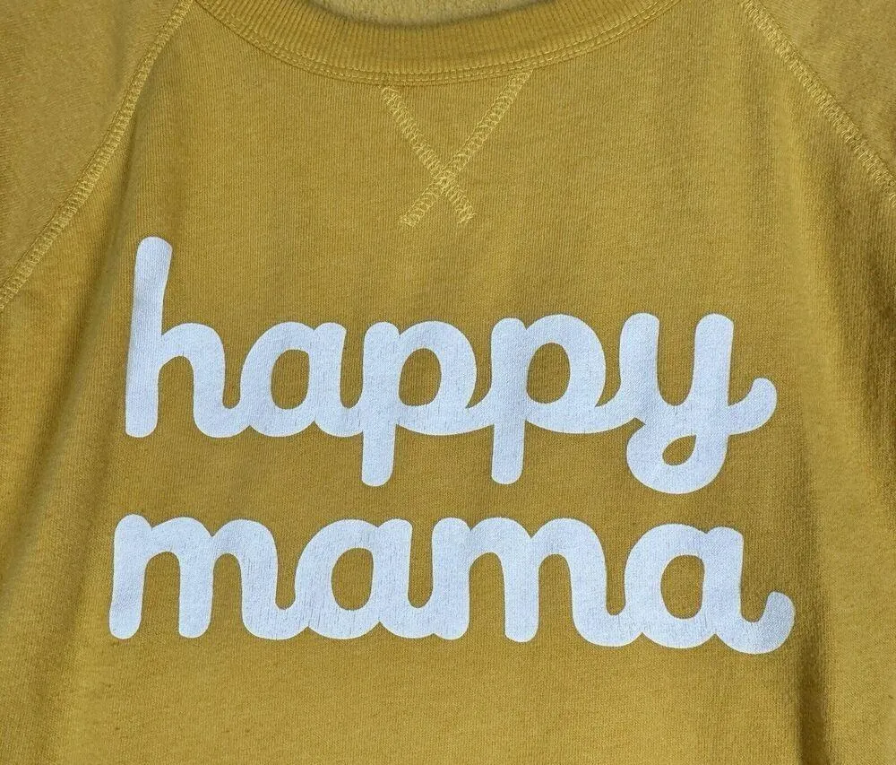Grayson Threads Shirt Womens XXL Yellow Cropped Happy Mama Sweatshirt Athleisure - Image 5