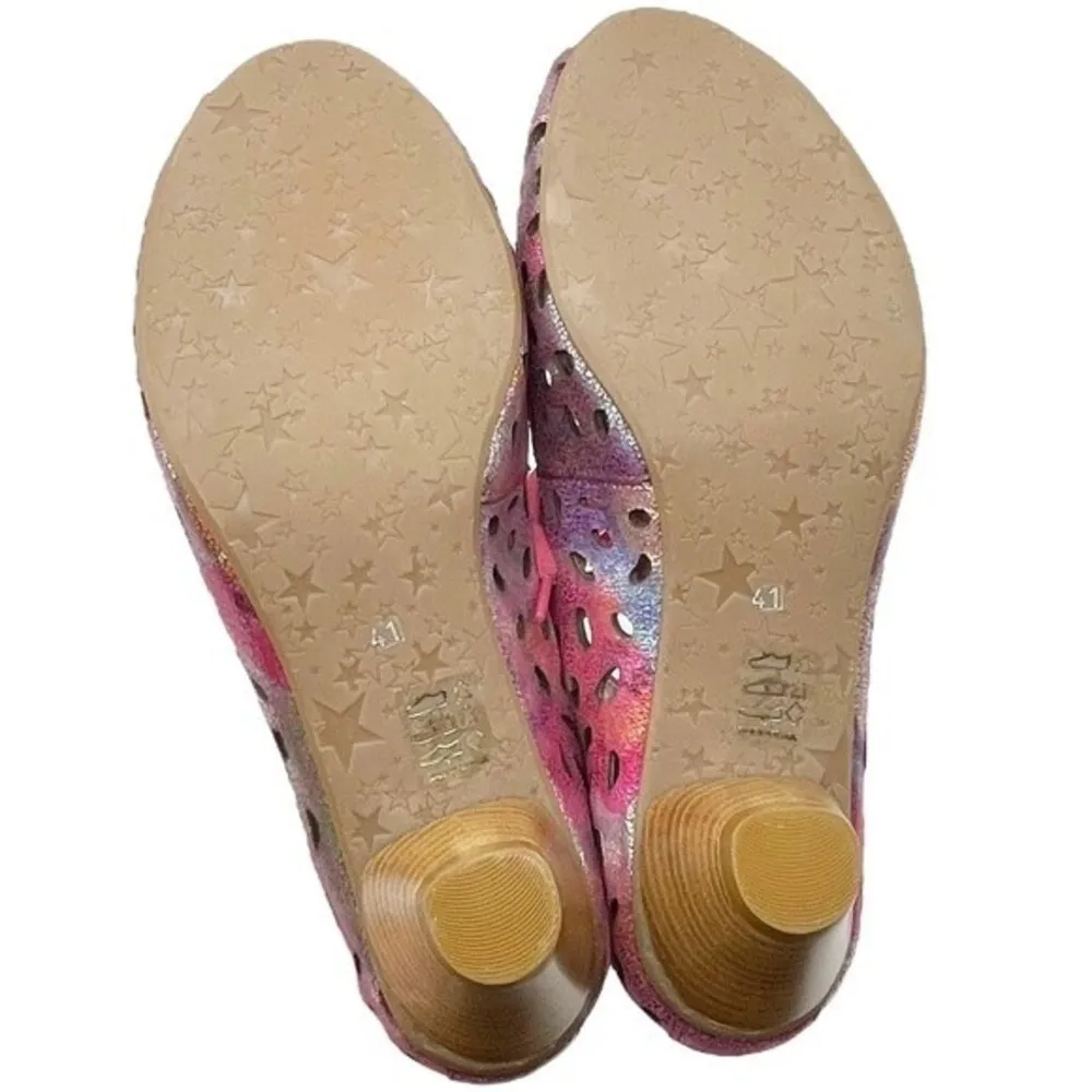 Chanii B Luca Rainbow Leather Heel Laser Cut Open Toe Shoe Women’s Size 41 US 11 - Image 12