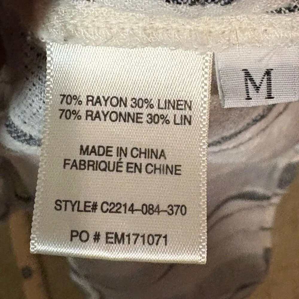 Cloth & Stone Anthropologie linen blend gray white‎ stripe tie front blouse size - Image 5