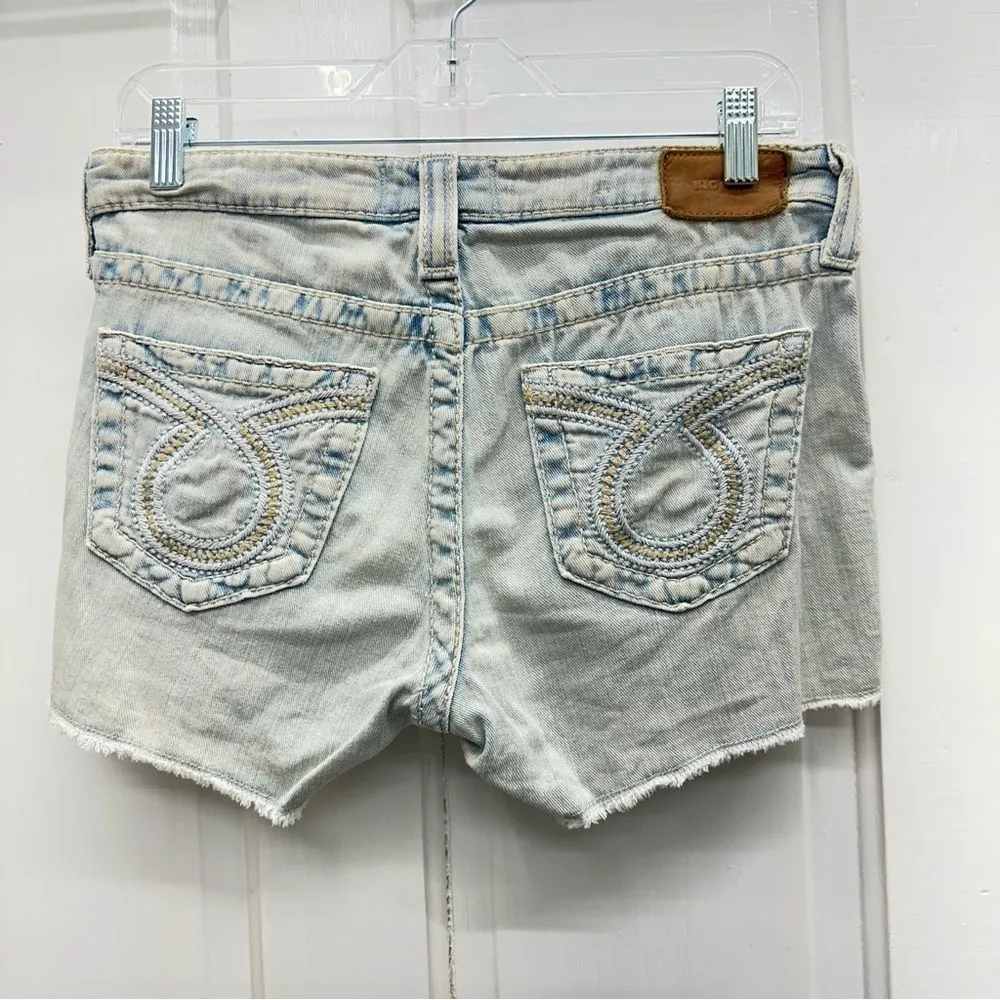 Big‎ Star light wash raw hem denim jean shorts women's 27 - Image 2