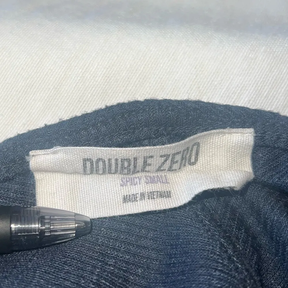 Button up front tie tank top. Dark Blue blouse - Image 2