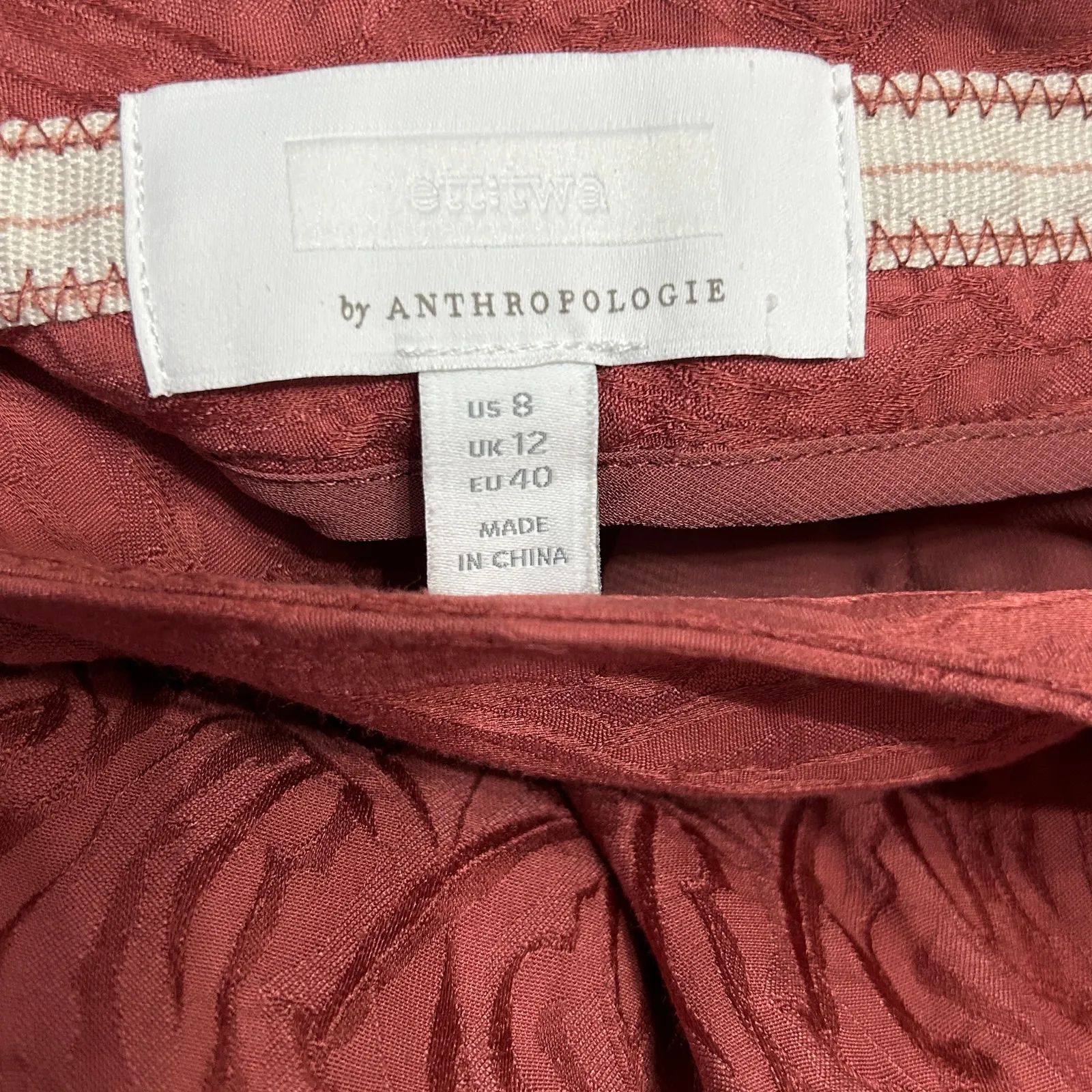 NEW Anthropologie ETT:TWA Rose Jacquard Aubade Tie Waist Pants Tapered Cropped 8 - Image 7