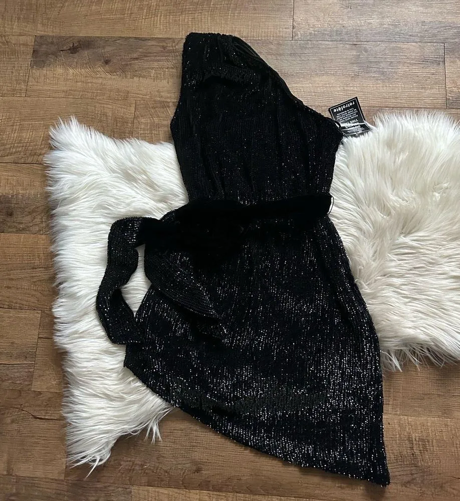 RETROFETE Ella Sequin Dress In Black - Image 6