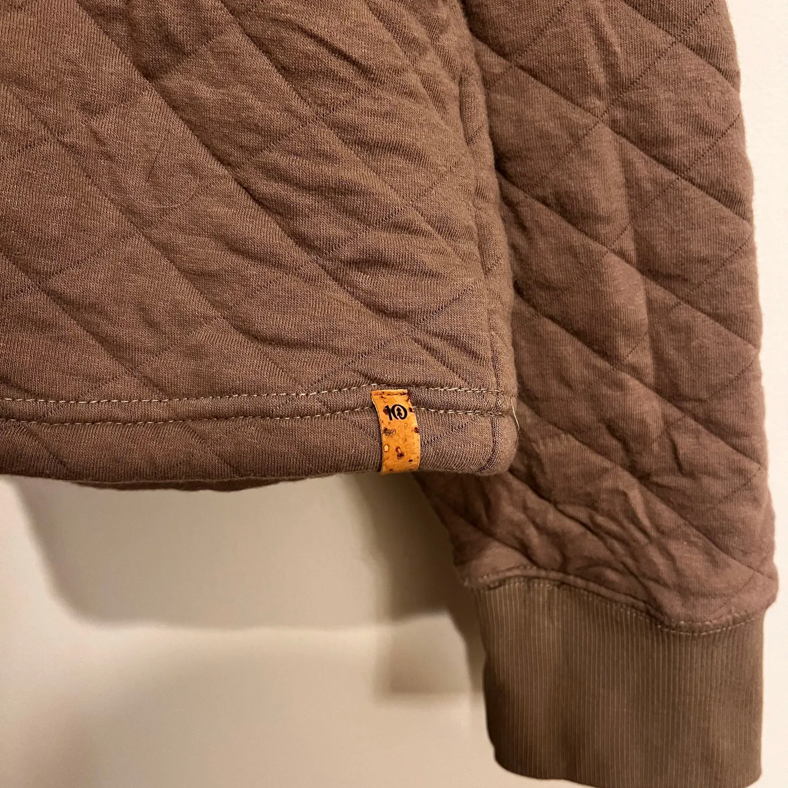 Tentree Hoodie Quilted Sweatshirt Brown Organic Cotton Womens XL Sustainable - Image 3