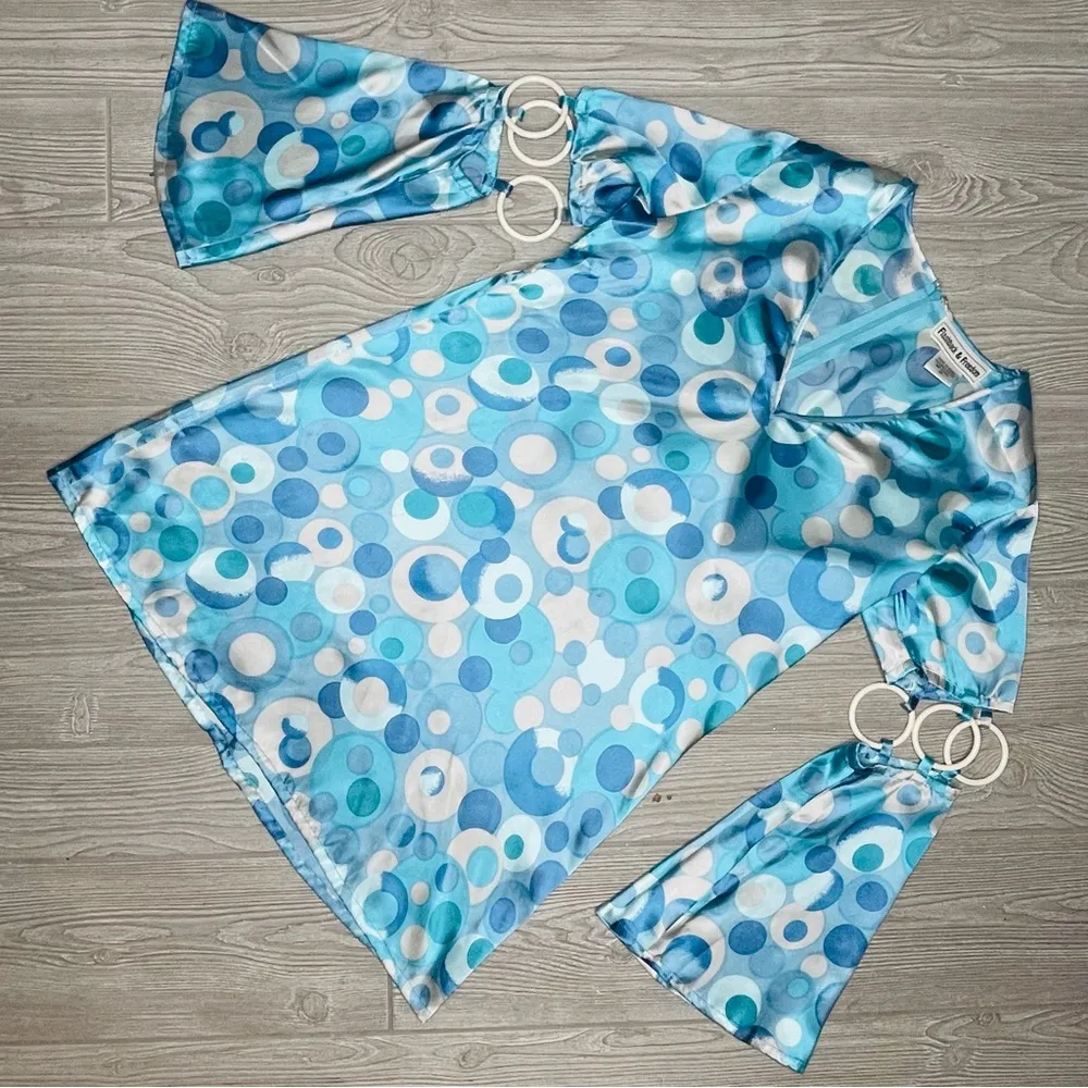 Vintage 90s flashback & freedom tunic shirt dress funky 70 style costume cosplay Blue Size 10 - Image 6