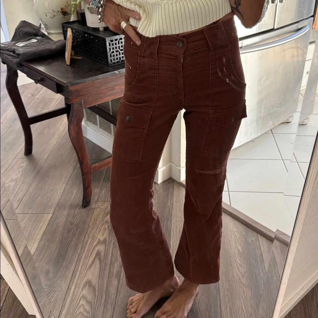 RARE Vintage Levi Brown Corduroy Pants kickflare Big E white tab - Image 9