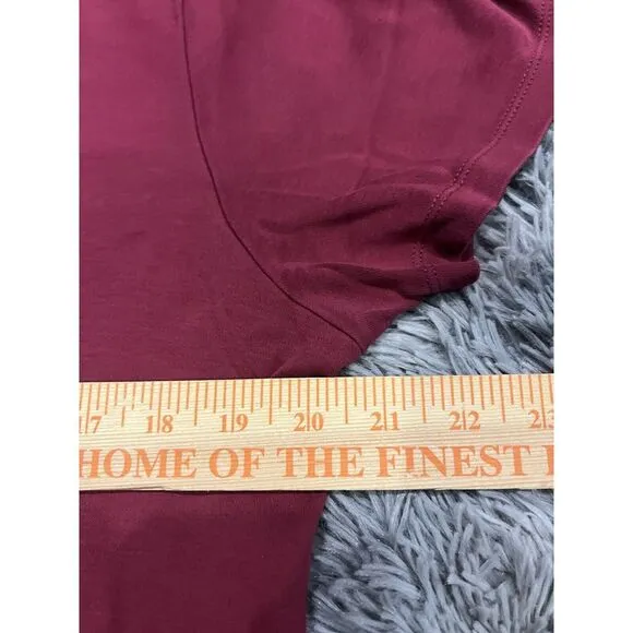 L.L. Bean L Top Tee Women's Red‎ Solid Stretch V - Image 4