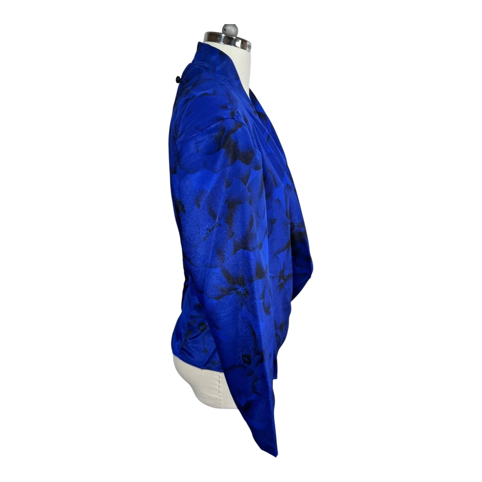 Jaclyn Smith Vintage Drape Blouse Whimsigoth Floral Satin Back Button 80s Sz 10 - Image 8