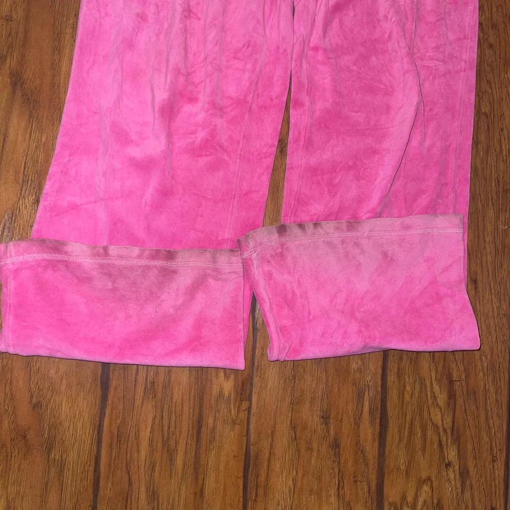 Y2K Candies velour flared yoga pants bright pink woman’s large - Image 3