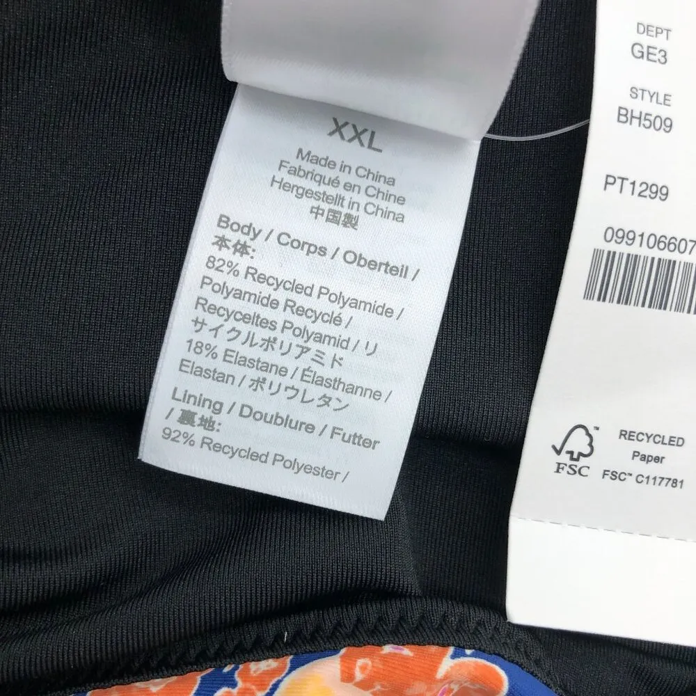 J Crew Curved-Waist Cheeky Bikini Bottom Gathered Floral Block Print Blue XXL - Image 4