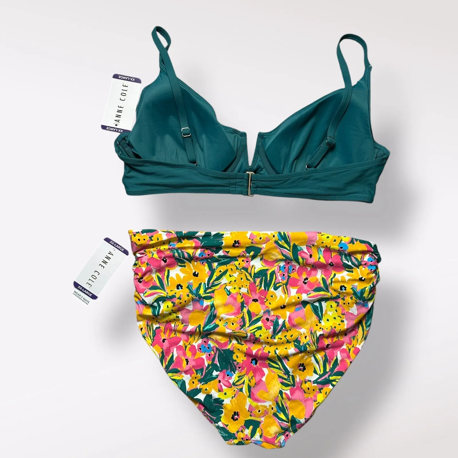 Anne Cole‎ NWT Green and Sunshine Floral High Waist Bikini XXL UPF 50 Vacation - Image 7