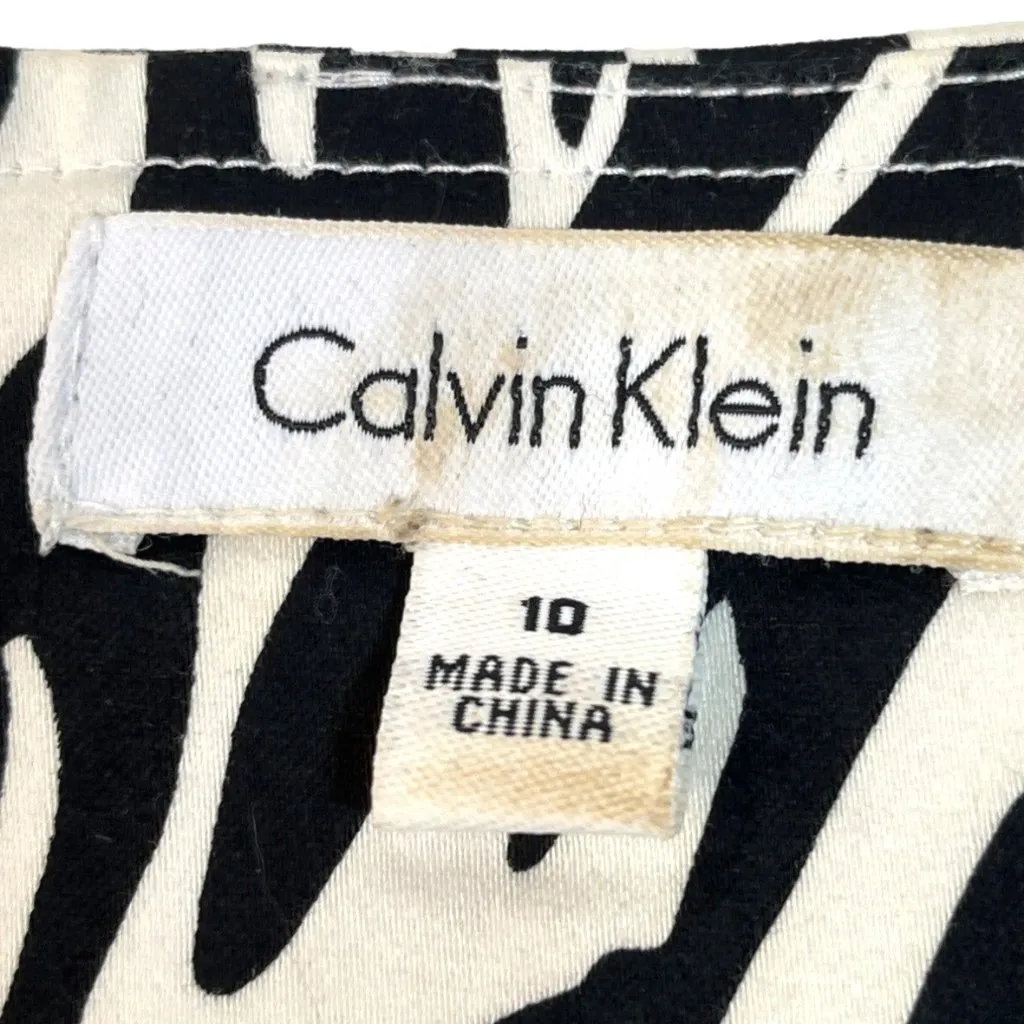 Calvin Klein Size 10  Black/White Cotton Blend Sleeveless Dress 30d - Image 7