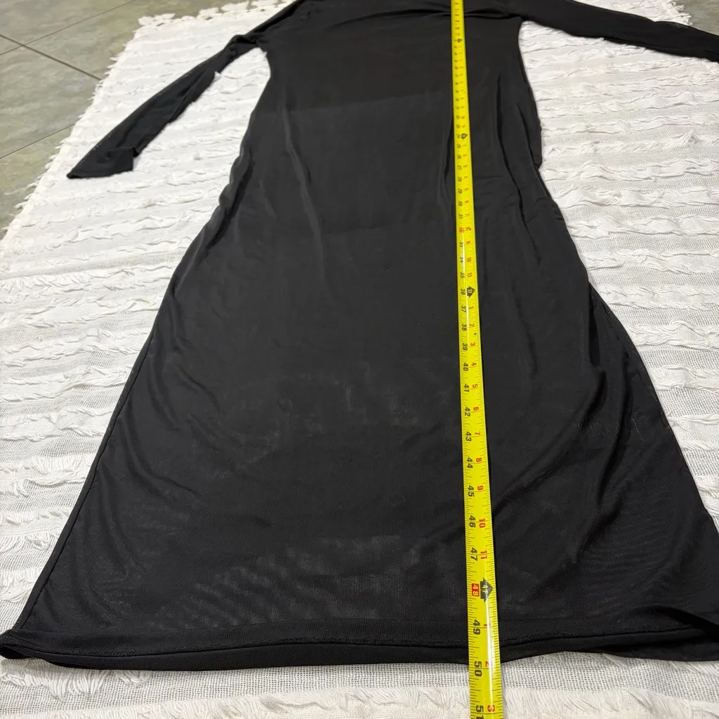 GOOD AMERICAN Mesh Maxi Black Dress Women's Sz 5 Thumbhole Sexy Grunge - Image 12