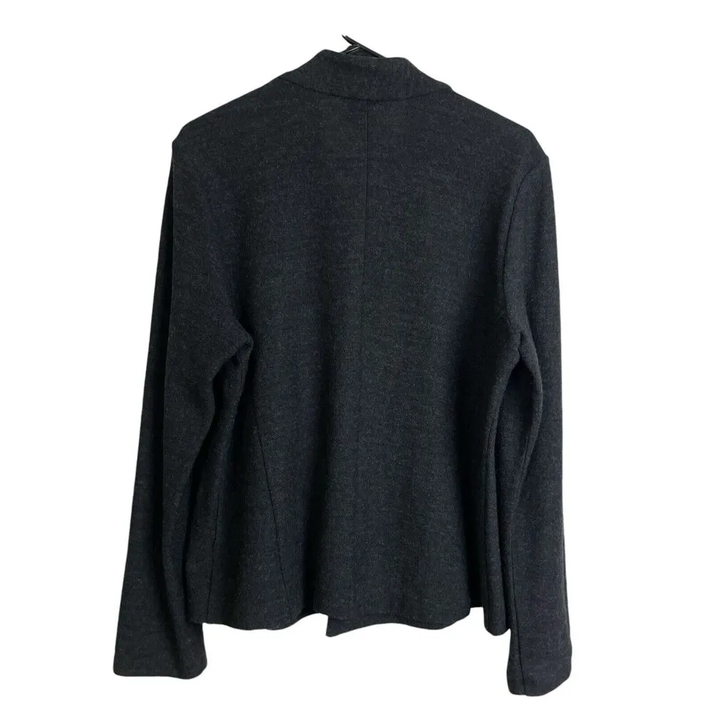 Eileen Fisher Womens Black Wool Jacket Lightweight 1 Button Sweater Knit Career - Image 2