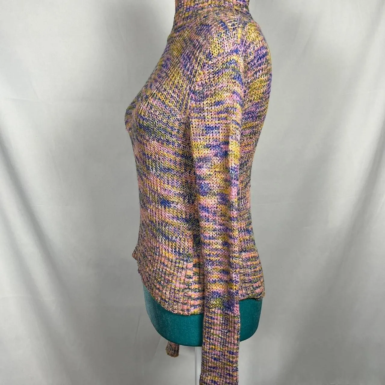 Free People Multi-Color Marl Knit Mock Neck Sweater (Size XS/TP) - Image 3