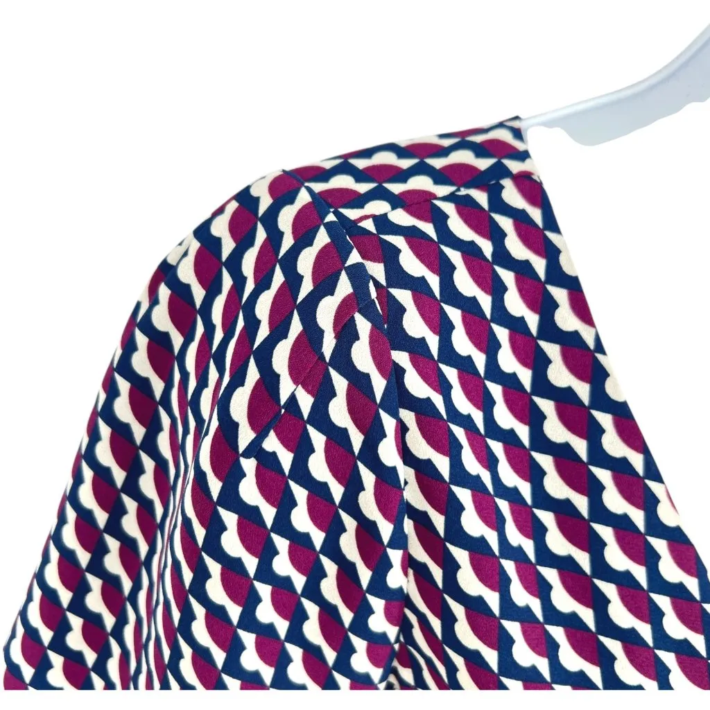 Babaton V-Neck Short Sleeve Multicolor Geometric Pattern Blouse Size XXS - Image 4