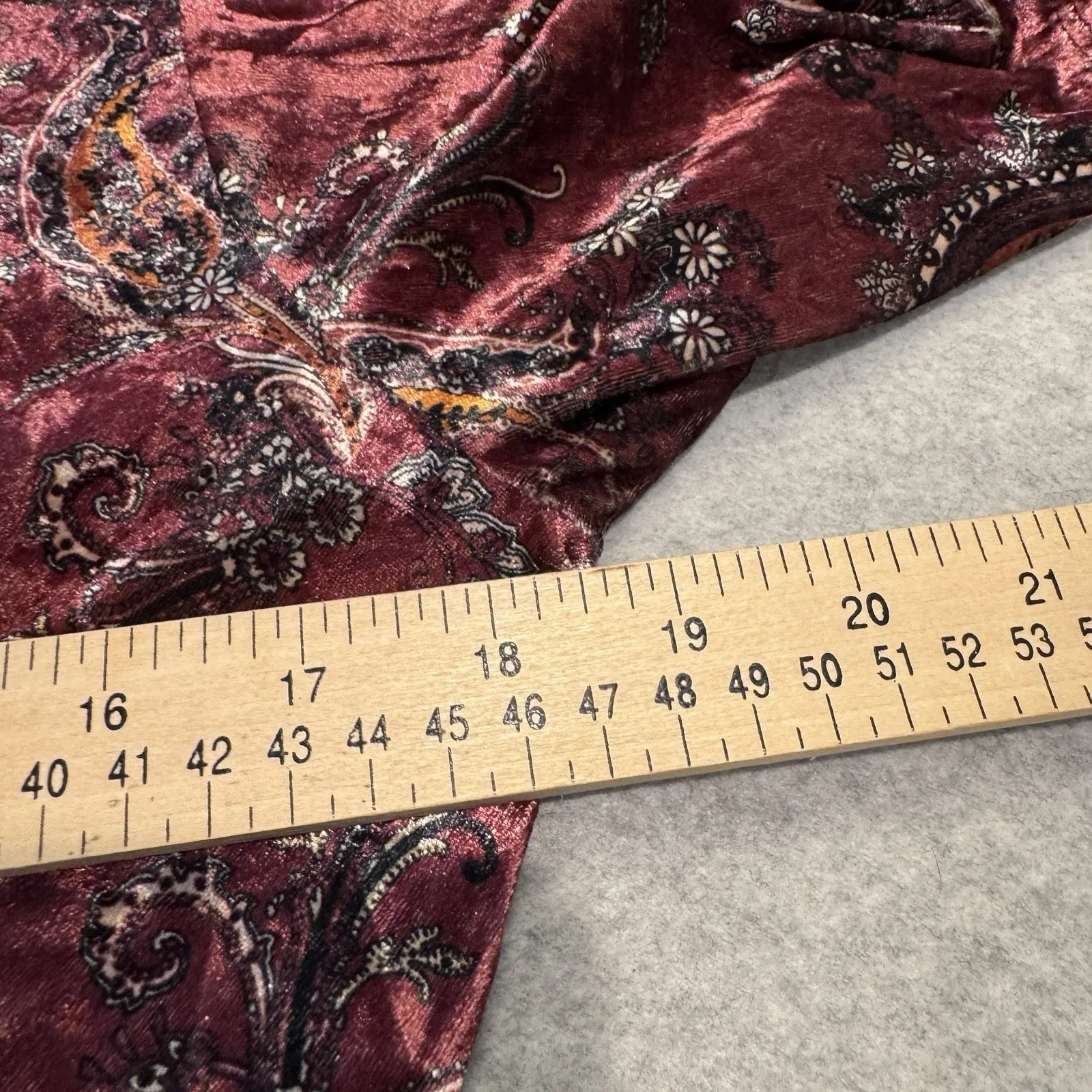 Vintage Y2K fraiche by J Babydoll Top Womens Large Pink Velvet Paisley Belt‎ - Image 11