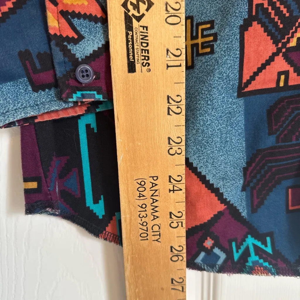 Vintage Panhandle Slim Aztec Western Cowboy Rodeo Shirt 100% Cotton USA READ - Image 8