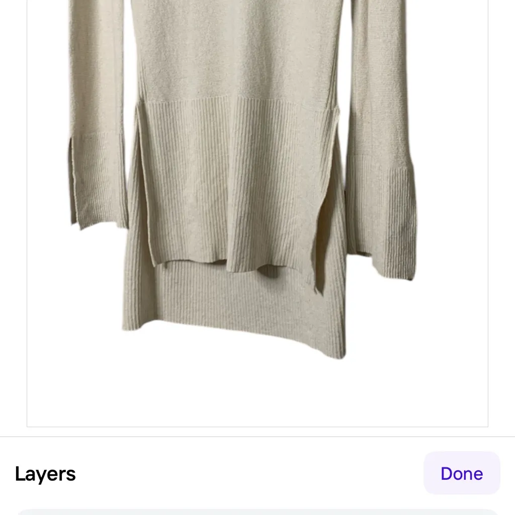 Free People‎ Criss Cross Tunic Sweater V-Neck Long Sleeve Cream Women’s Size L - Image 5