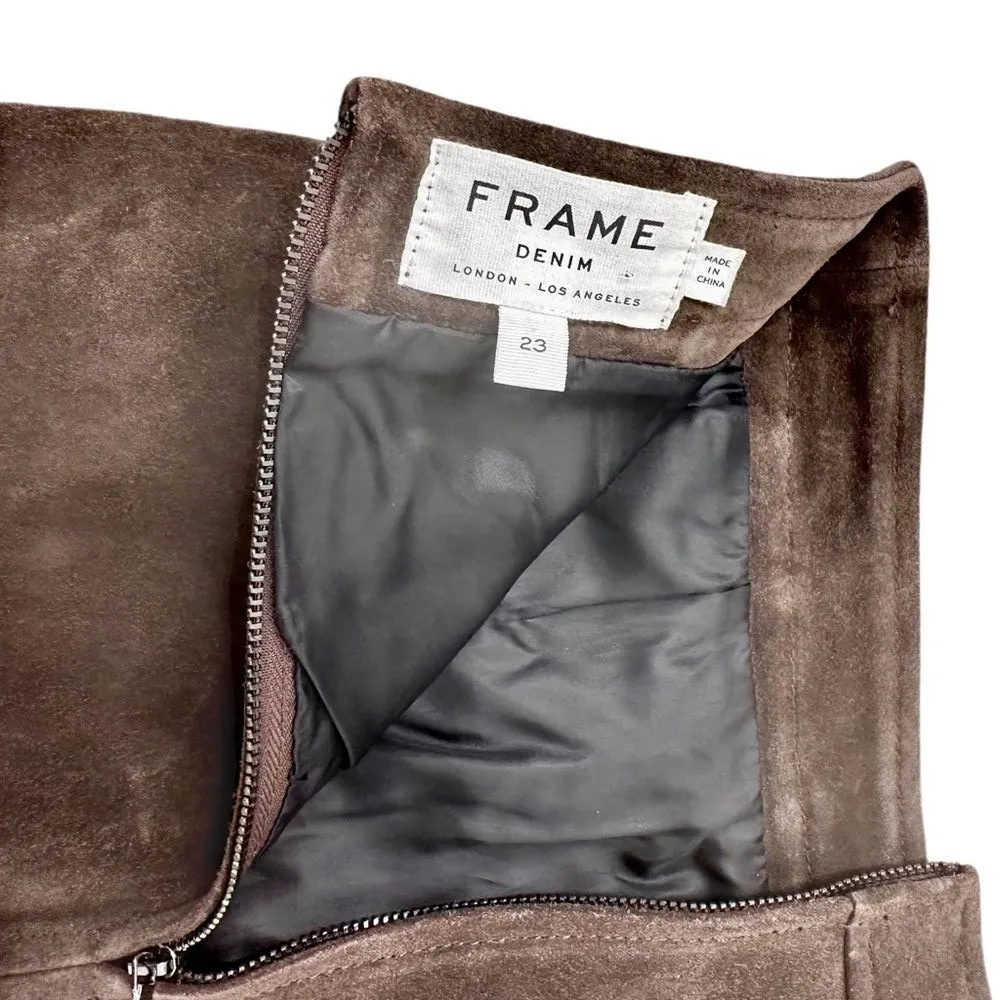 FRAME Suede Studded Mini Skirt – Size 23 - Brown Western Chic - Image 7