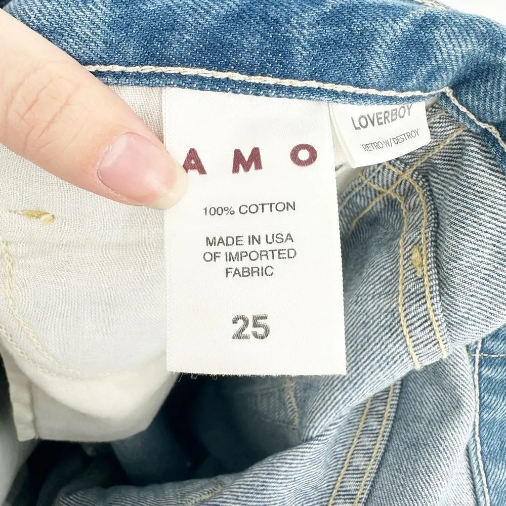 AMO Destroyed Loverboy Jeans Cropped Straight Distressed Retro Wash Women's 25 Blue - Image 10