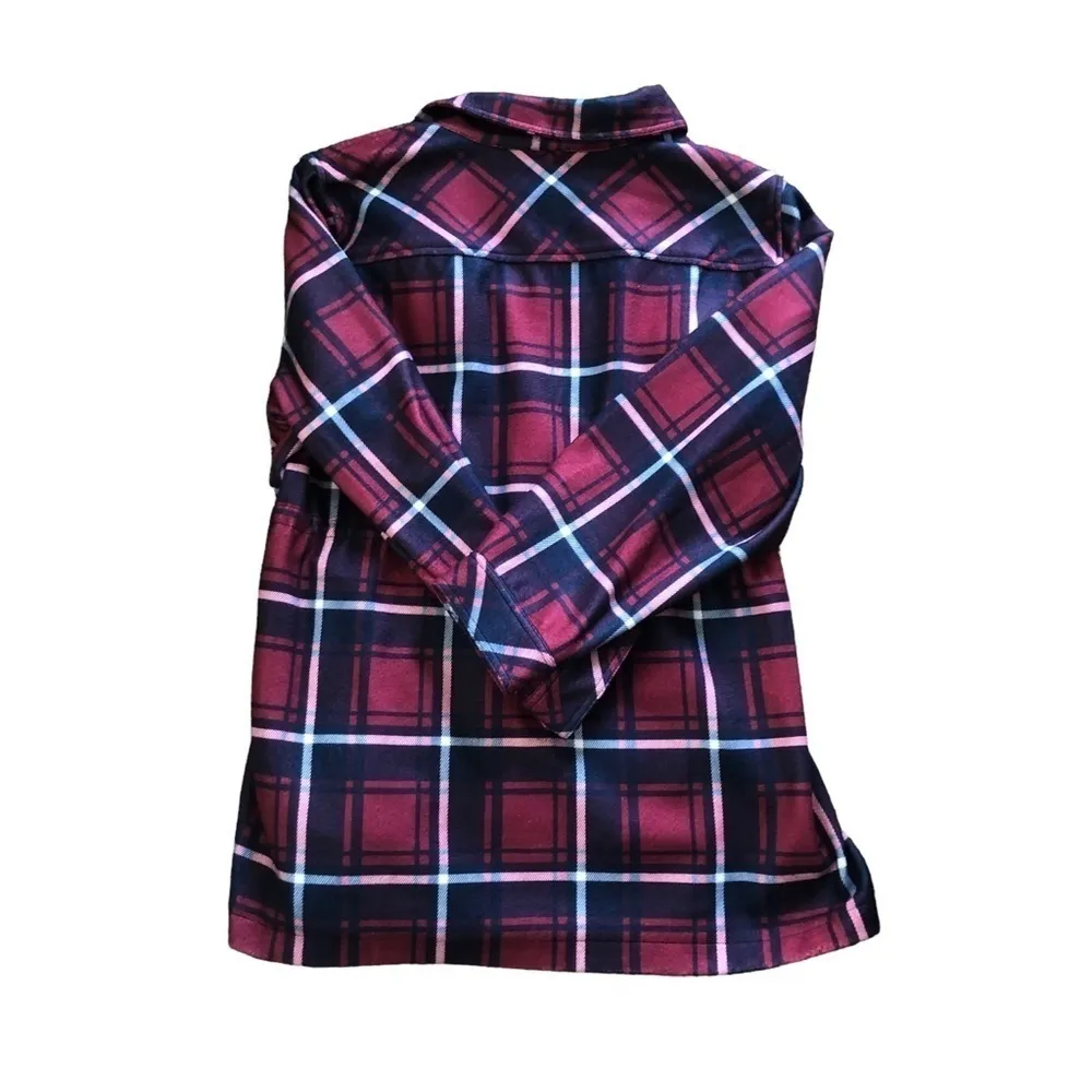 Torrid Plaid Flannel Shacket Button Up Pockets Cinched Waist Berry Outlander 4X - Image 5