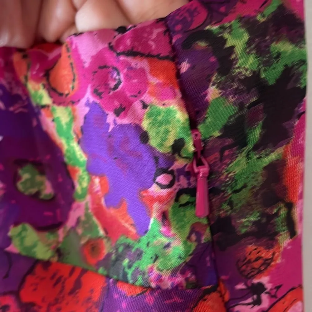 Vintage 90s Y2K Madison Leigh Floral Ruffle Dress Size 6 Halter Shift Womens - Image 5