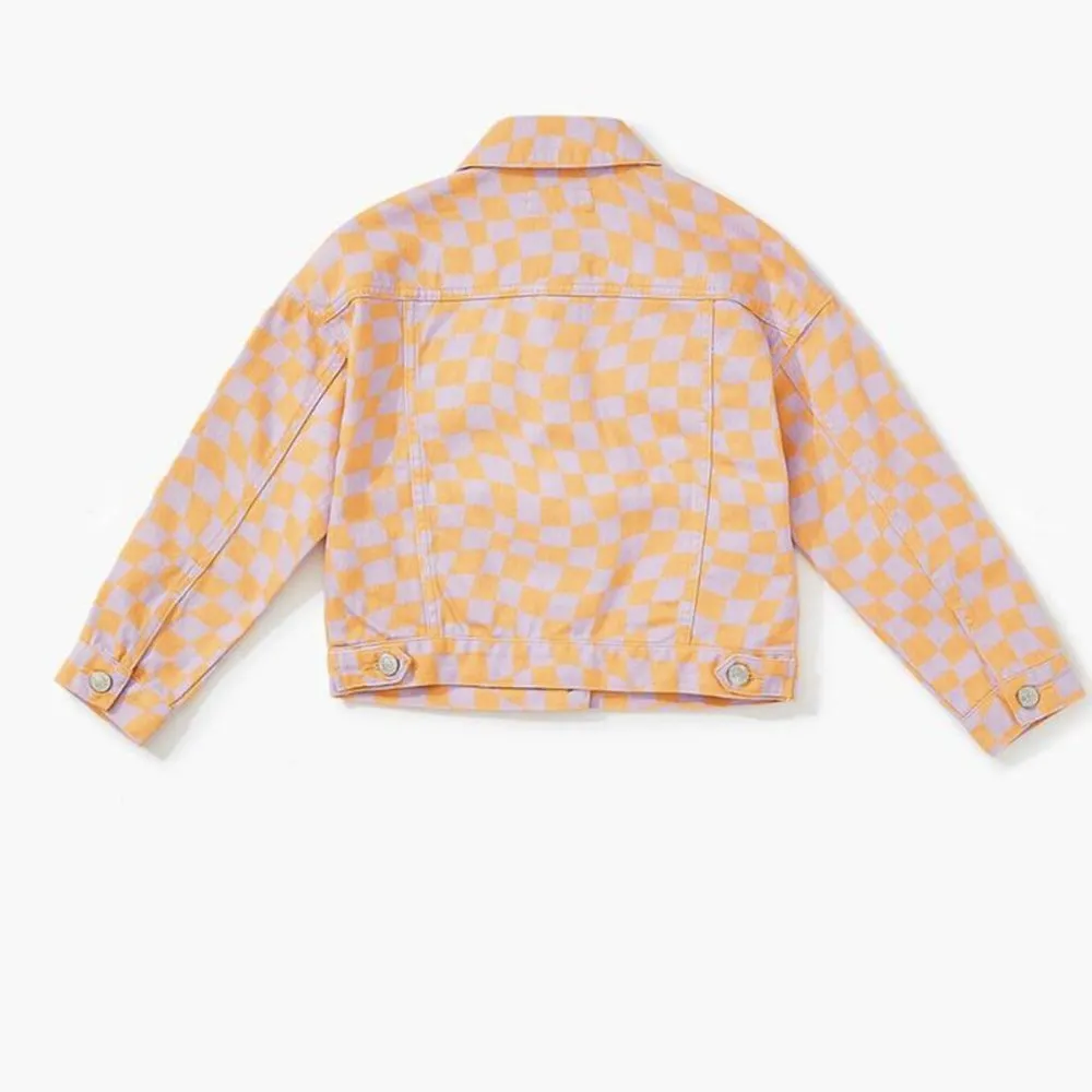 Oversized Checkered Denim Jacket - Image 3