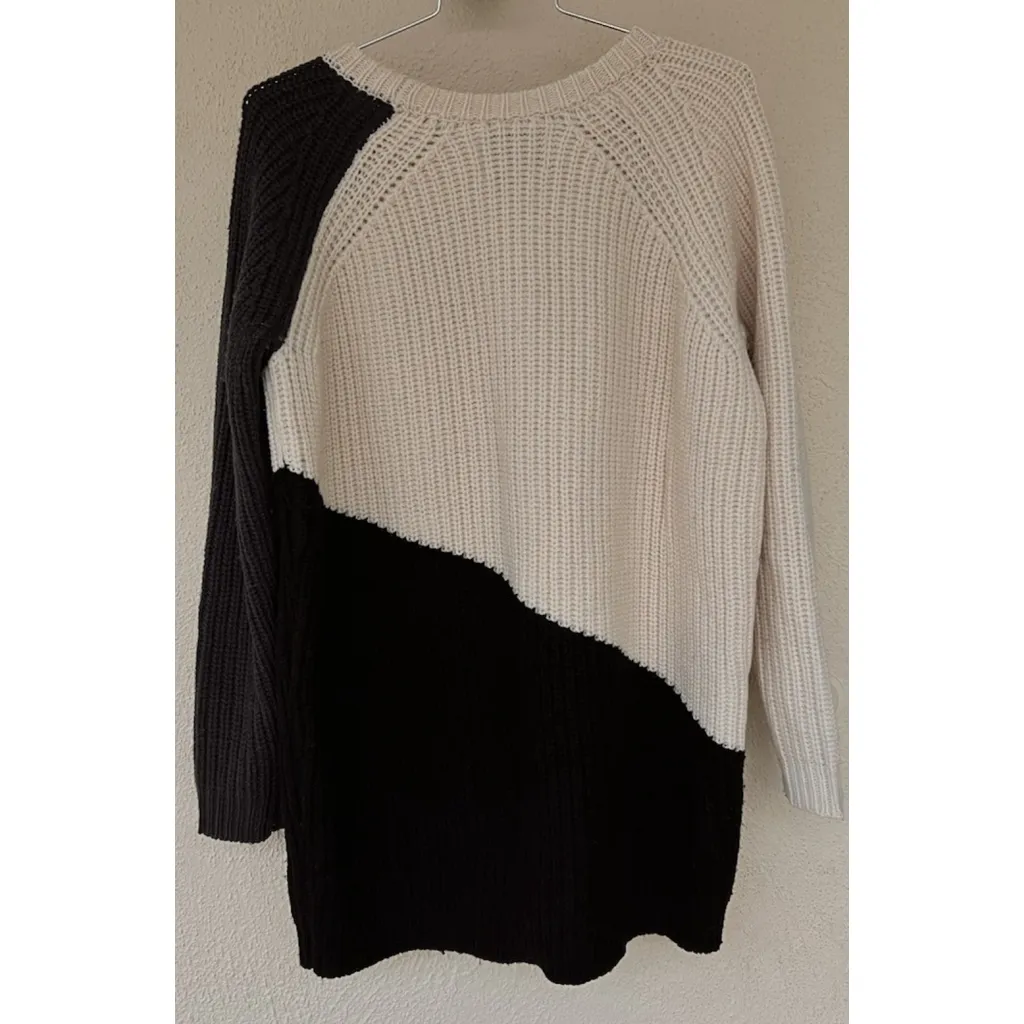Emerson Fry Triangle Long Sweater M Colorblock Neutral Knitted Thick Oversized White Size M - Image 5