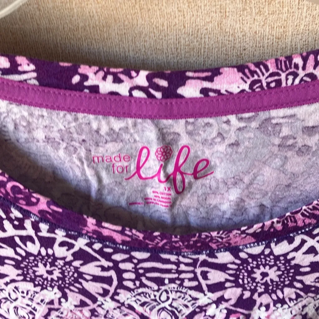 Made for life Women's Purple Patterned Top 1X - Image 3