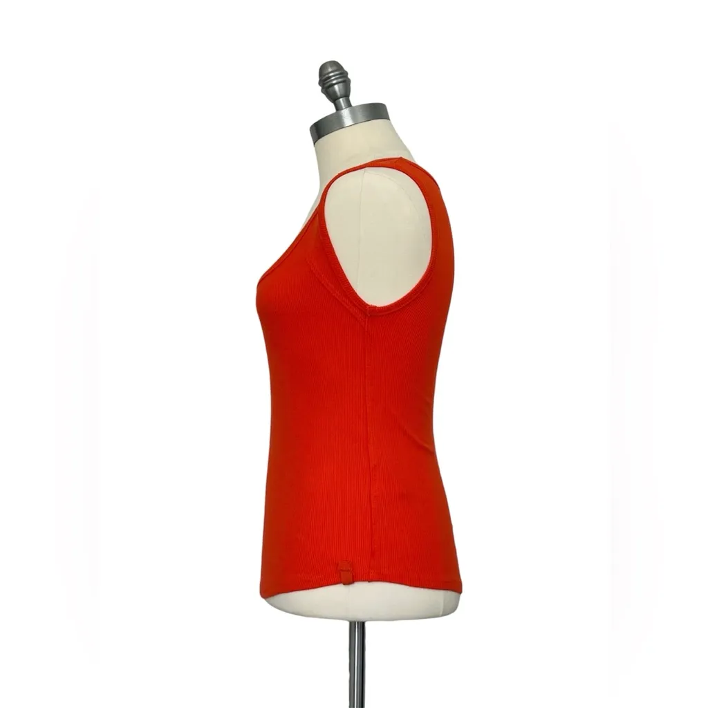 We The Free People Tank Top Orange Stretch Sleeveless Scoop Neck Ribbed Knit S - Image 5