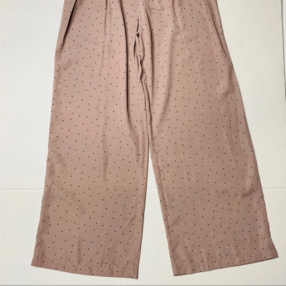 Polka dots loose high waist women’s pants Tan Size M - Image 2