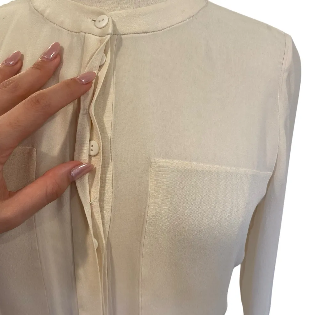 Tibi Silk Ivory Mini Button Front Shirt Dress Size 4 - Image 5