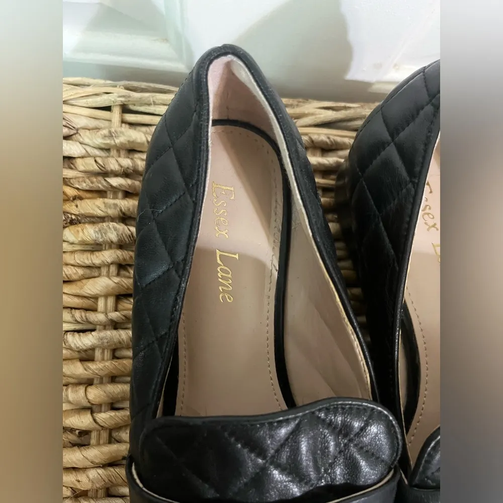 Essex Lane Shoes Tessie Black Quilted Leather Loafers size 7 leather - Image 2